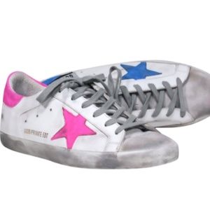 mismatched pink and blue superstars EU 36